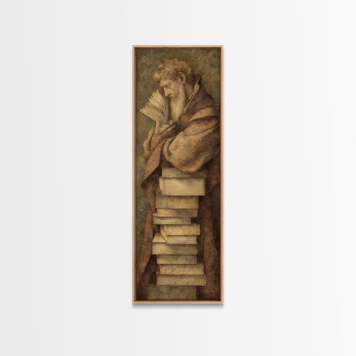 Renaissance Scholar Portrait Canvas Print, Bookstore Art, Bookish Decor, Bookstore Decor, Fine Art, Literary, Urban Wall Art, BOO-1x3-59