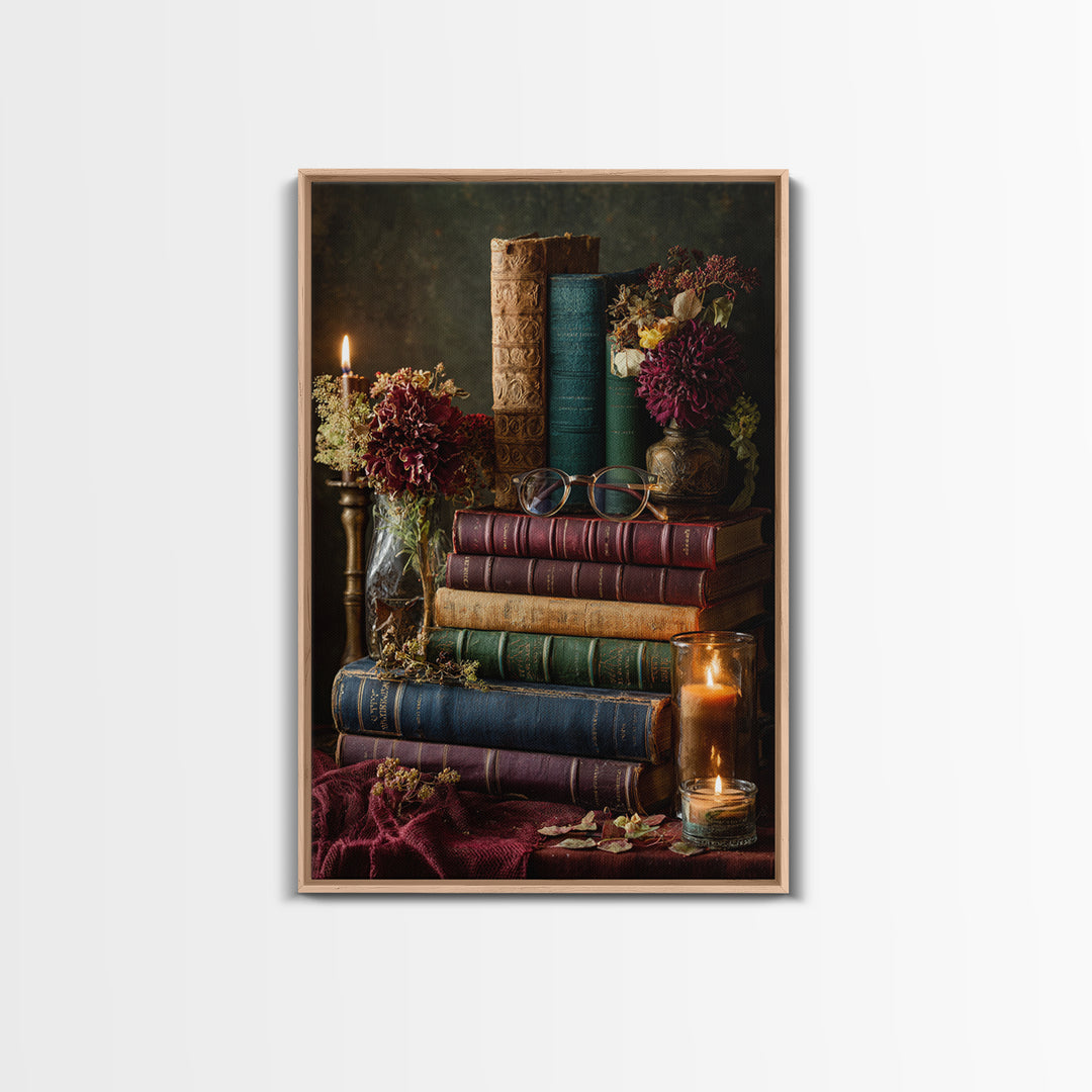 Classic Book Spine Pattern Framed Canvas Print, Bookstore Art, Fine Art Print, Bookstore Decor, Fine Art, Literary, BOO-2x3-4