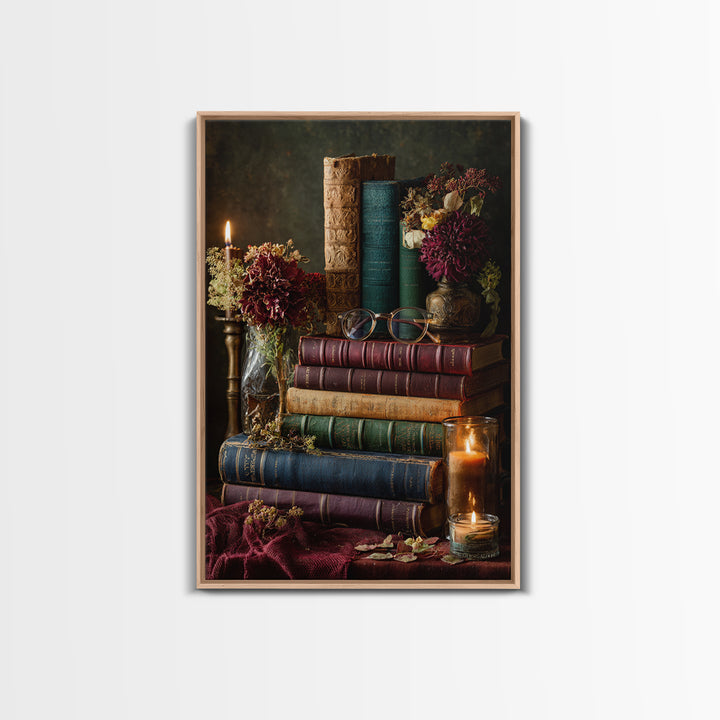Classic Book Spine Pattern Framed Canvas Print, Bookstore Art, Fine Art Print, Bookstore Decor, Fine Art, Literary, BOO-2x3-4