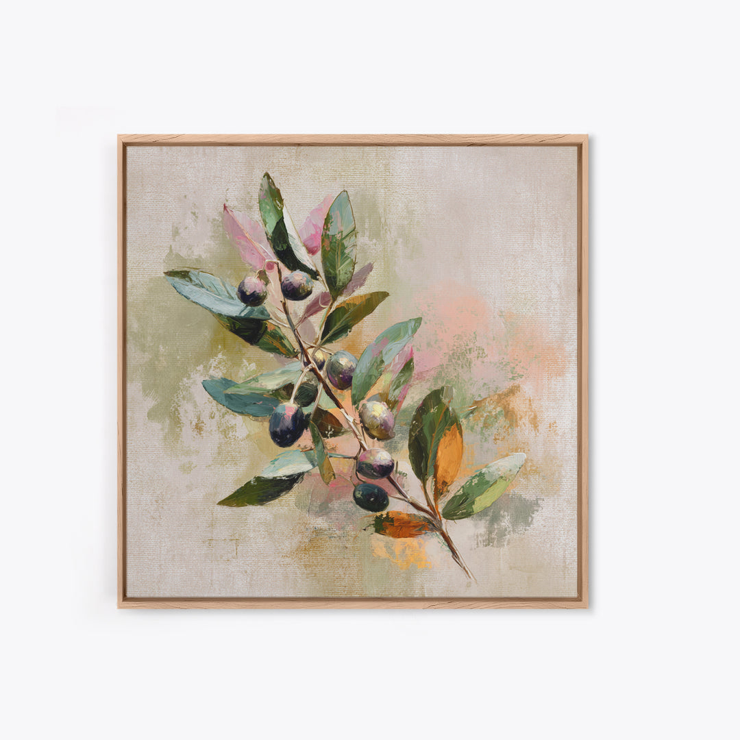 Single Olive Branch Canvas Print, Botanical Art, Living Room Wall Art, Living Room Decor, Fine Art, Botanic, Contemporary Art, BOT-1x1-55