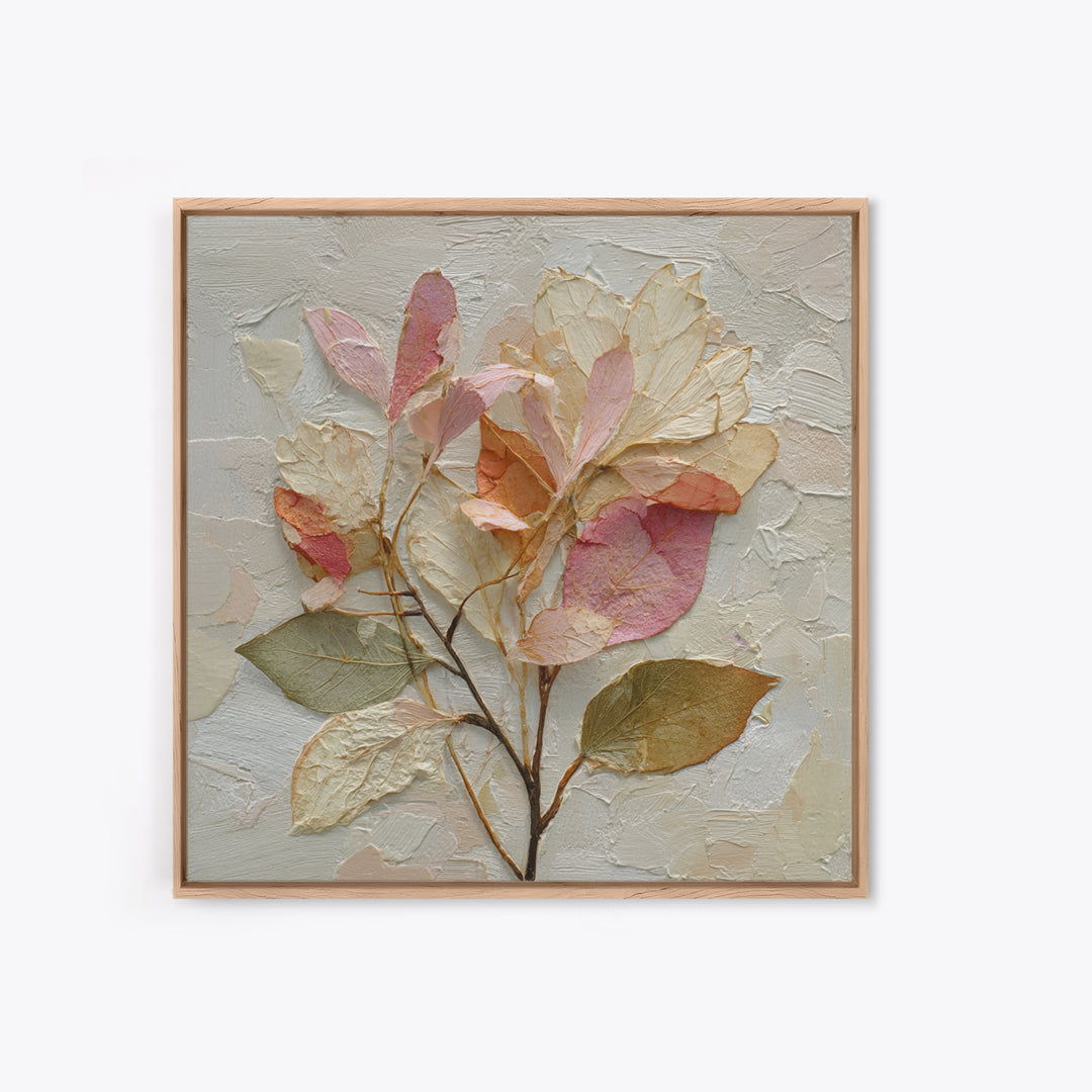 Autumn Leaves Specimen Collection Framed Canvas Print, Botanical Art, Whimsical Decor, Living Room Decor, Oil Painting, Botanic, BOT-1x1-68
