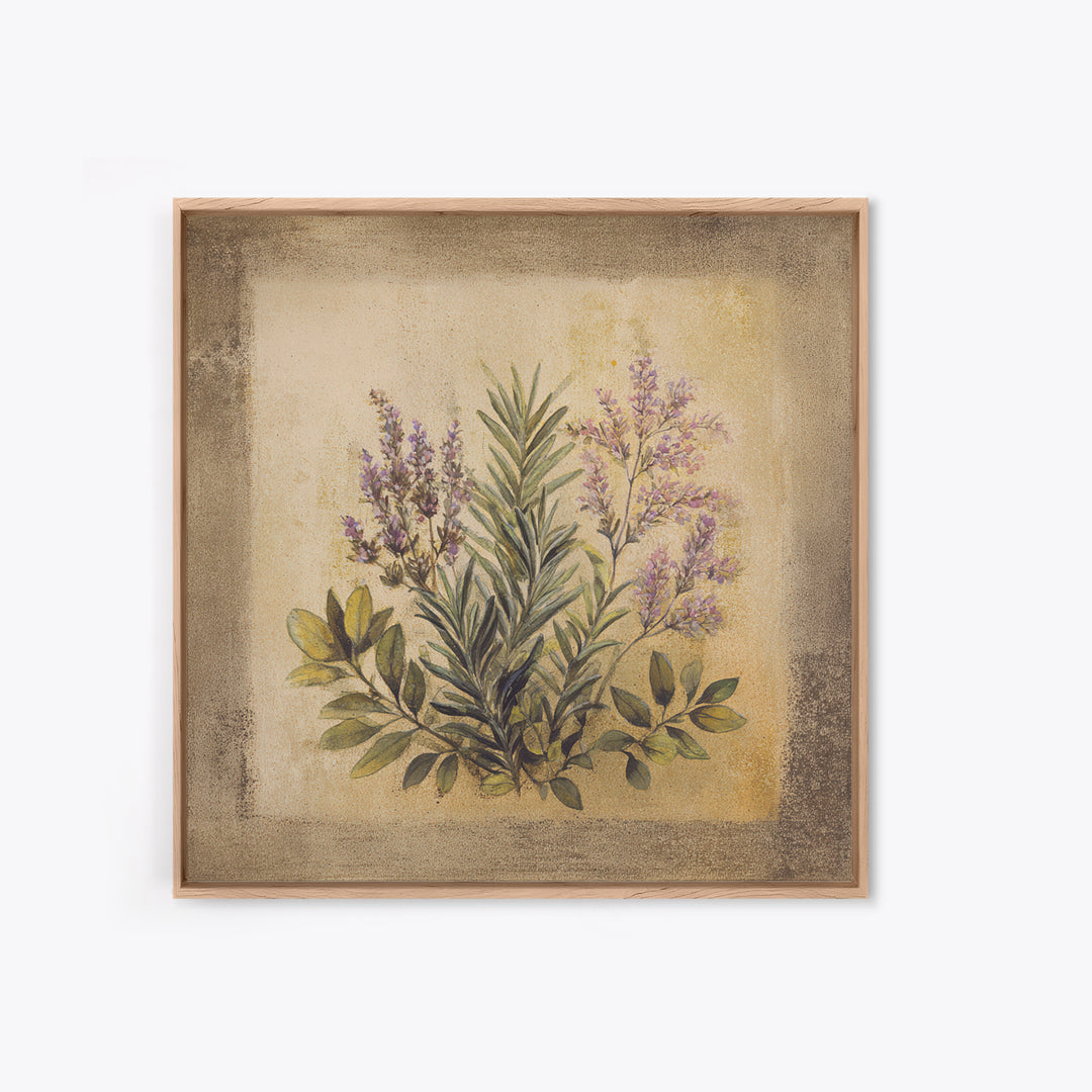 Herb Garden Watercolor Canvas Print, Botanical Art, Poster, Living Room Decor, Fine Art, Botanic, Art Nouveau, Framed Wall Art, BOT-1x1-77