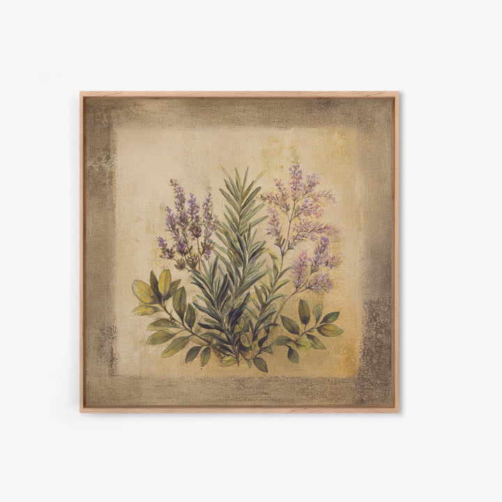 Herb Garden Watercolor Canvas Print, Botanical Art, Poster, Living Room Decor, Fine Art, Botanic, Art Nouveau, Framed Wall Art, BOT-1x1-77