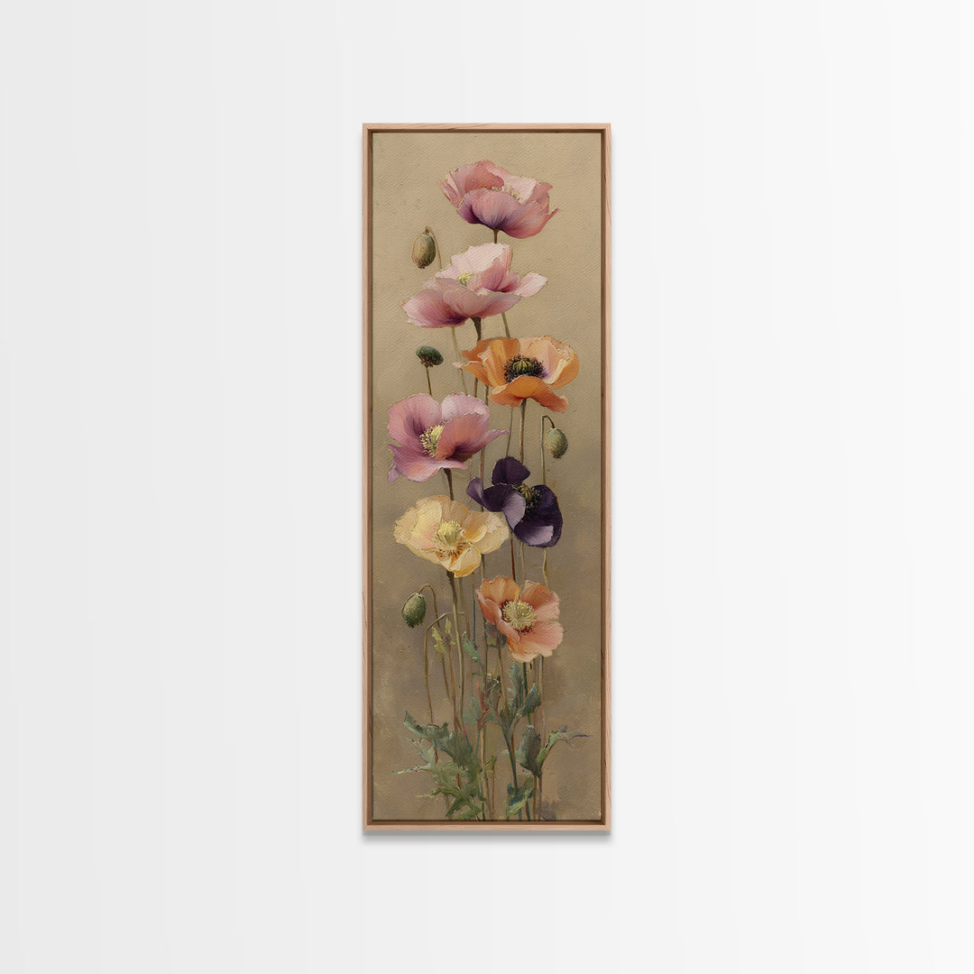 Poppy Field Botanical Study Canvas Print, Botanical Art, Poster, Living Room Decor, Botanic, Art Nouveau, Framed Wall Art, BOT-1x3-77