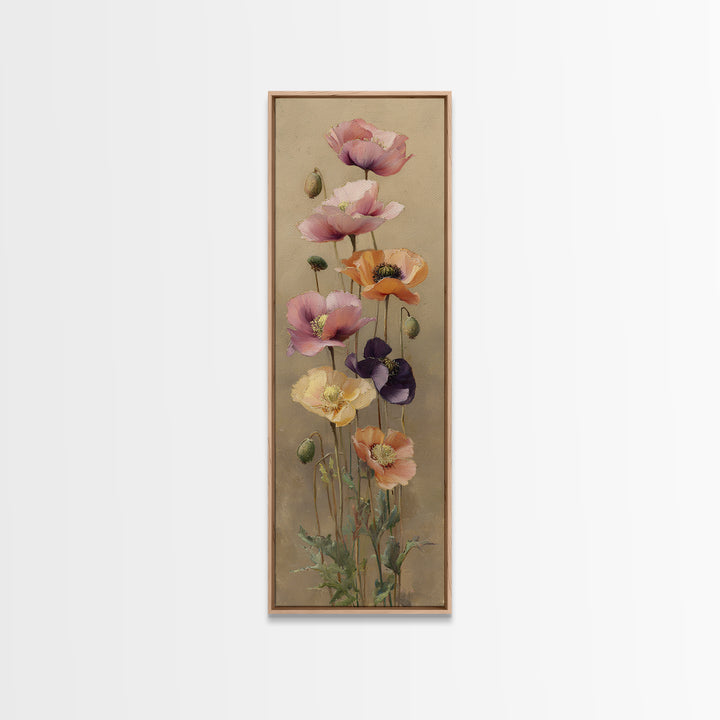 Poppy Field Botanical Study Canvas Print, Botanical Art, Poster, Living Room Decor, Botanic, Art Nouveau, Framed Wall Art, BOT-1x3-77