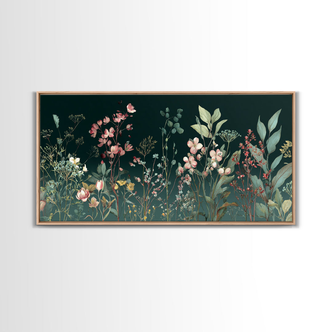 Delicate Wildflower Study Framed Canvas Print, Botanical Art, Wall Art Prints, Living Room Decor, Watercolor Art, Botanic, BOT-2x1-23