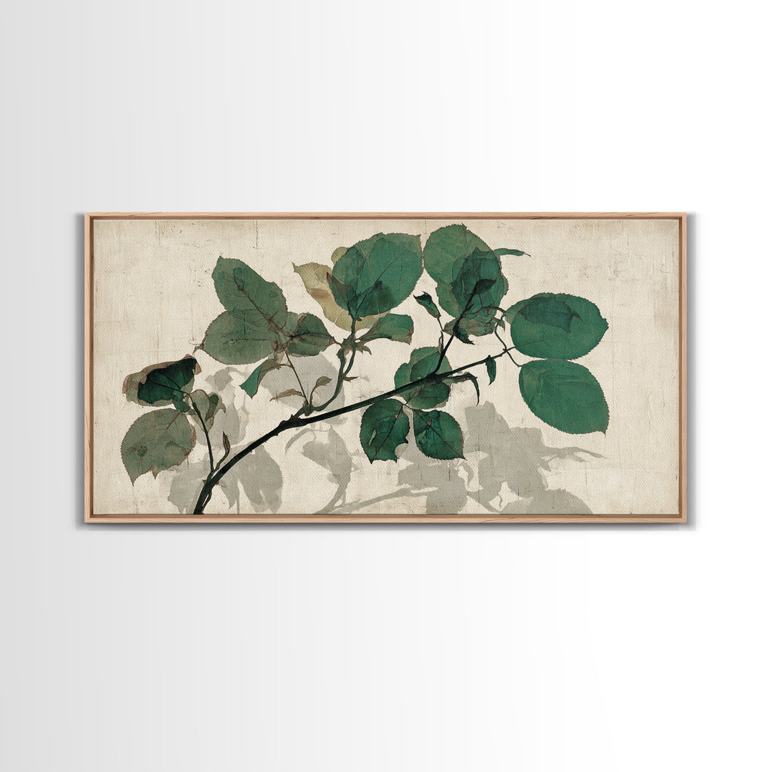 Black Ink Botanical Silhouette on Cream Paper Canvas Print, Botanical Art, Art Print, Living Room Decor, Fine Art, Botanic, BOT-2x1-41