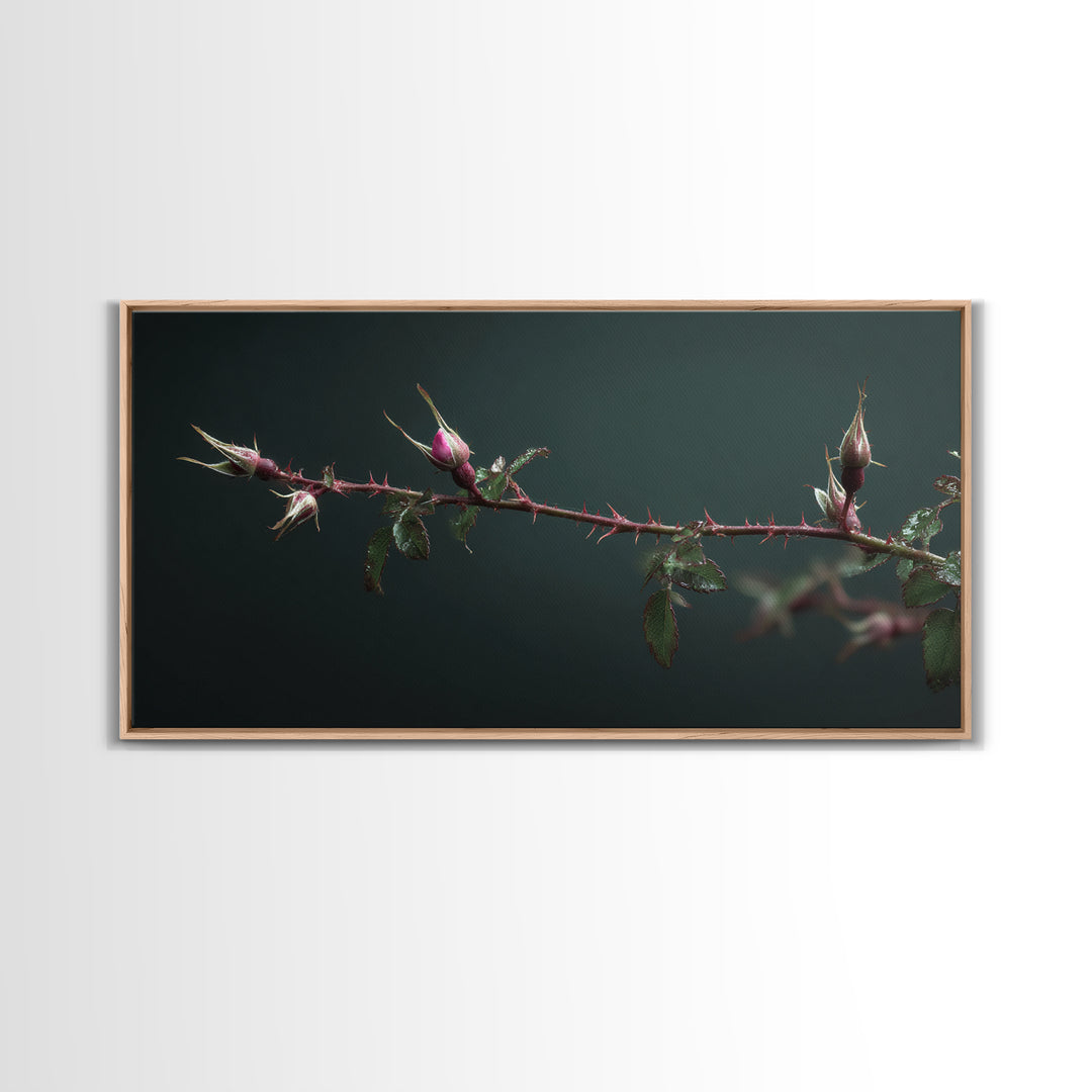 Wild Rose Branch Canvas Print, Botanical Art, Home Decor, Living Room Decor, Fine Art, Botanic, Original Art, Art Nouveau, BOT-2x1-66
