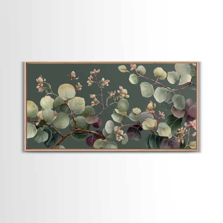 Eucalyptus Stems in Soft Sage Tones Framed Canvas Print, Botanical Art, Print, Living Room Decor, Watercolor Art, Botanic, BOT-2x1-7