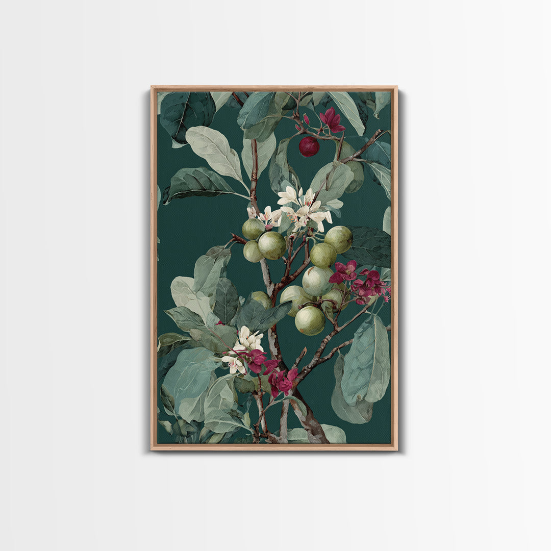 Fig Branch with Fruit and Broad Leaves Canvas Print, Botanical Art, Art Print, Living Room Decor, Fine Art, Botanic, BOT-2x3-23