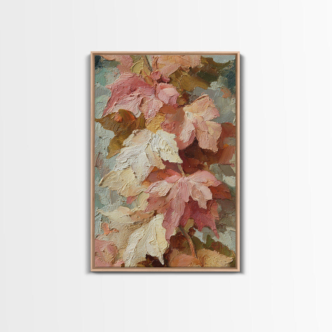 Autumn Leaves Specimen Collection Framed Canvas Print, Botanical Art, Whimsical Decor, Living Room Decor, Oil Painting, Botanic, BOT-2x3-28