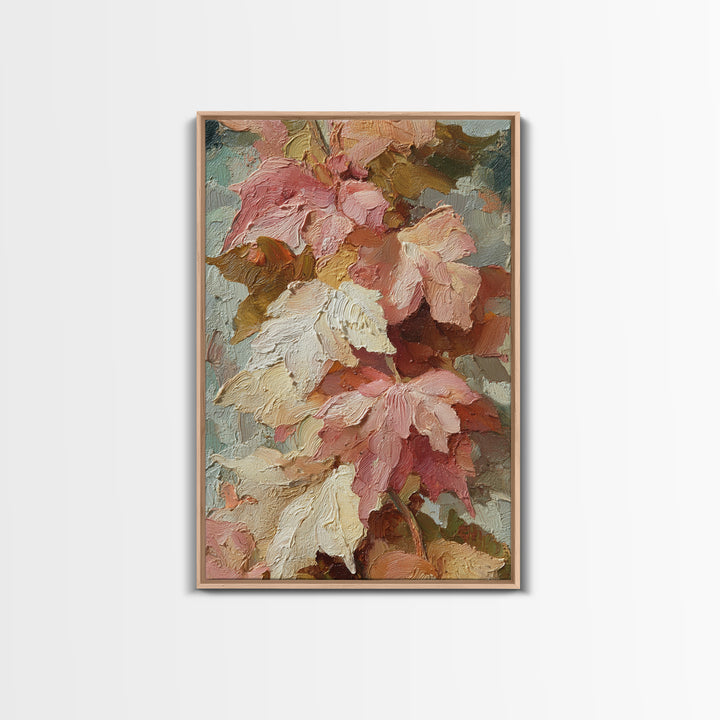 Autumn Leaves Specimen Collection Framed Canvas Print, Botanical Art, Whimsical Decor, Living Room Decor, Oil Painting, Botanic, BOT-2x3-28