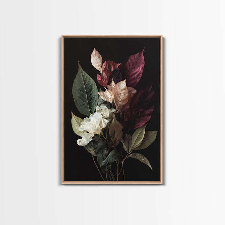 Autumn Leaves Specimen Collection Framed Canvas Print, Botanical Art, Living Room Decor, Watercolor Art, Botanic, BOT-2x3-4
