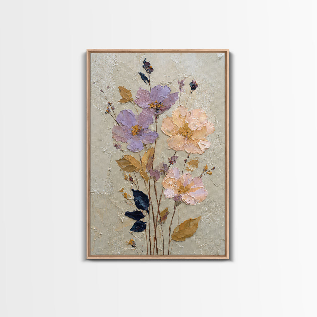 Delicate Wildflower Study Framed Canvas Print, Botanical Art, Art Nouveau, Living Room Decor, Watercolor Art, Botanic, BOT-2x3-59