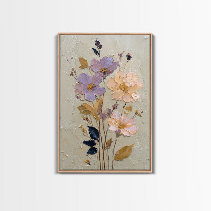 Delicate Wildflower Study Framed Canvas Print, Botanical Art, Art Nouveau, Living Room Decor, Watercolor Art, Botanic, BOT-2x3-59
