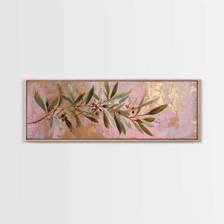 Single Olive Branch Canvas Print, Botanical Art, Digital Wall Art, Living Room Decor, Oil Painting, Botanic, BOT-3x1-71