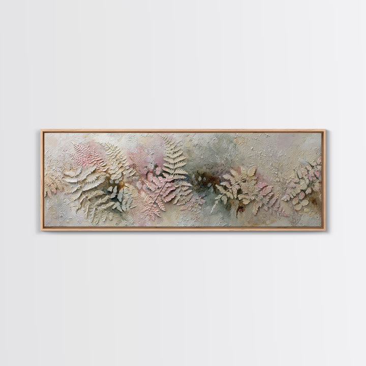 Fern Shadow Pattern on Plaster Surface Framed Canvas Print, Botanical Art, Home Gift, Living Room Decor, Fine Art, Botanic, BOT-3x1-87