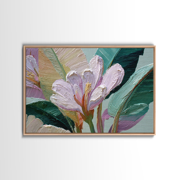 Tropical Banana Leaf Painted Canvas Print, Botanical Art, Whimsical Decor, Living Room Decor, Oil Painting, Botanic, BOT-3x2-12