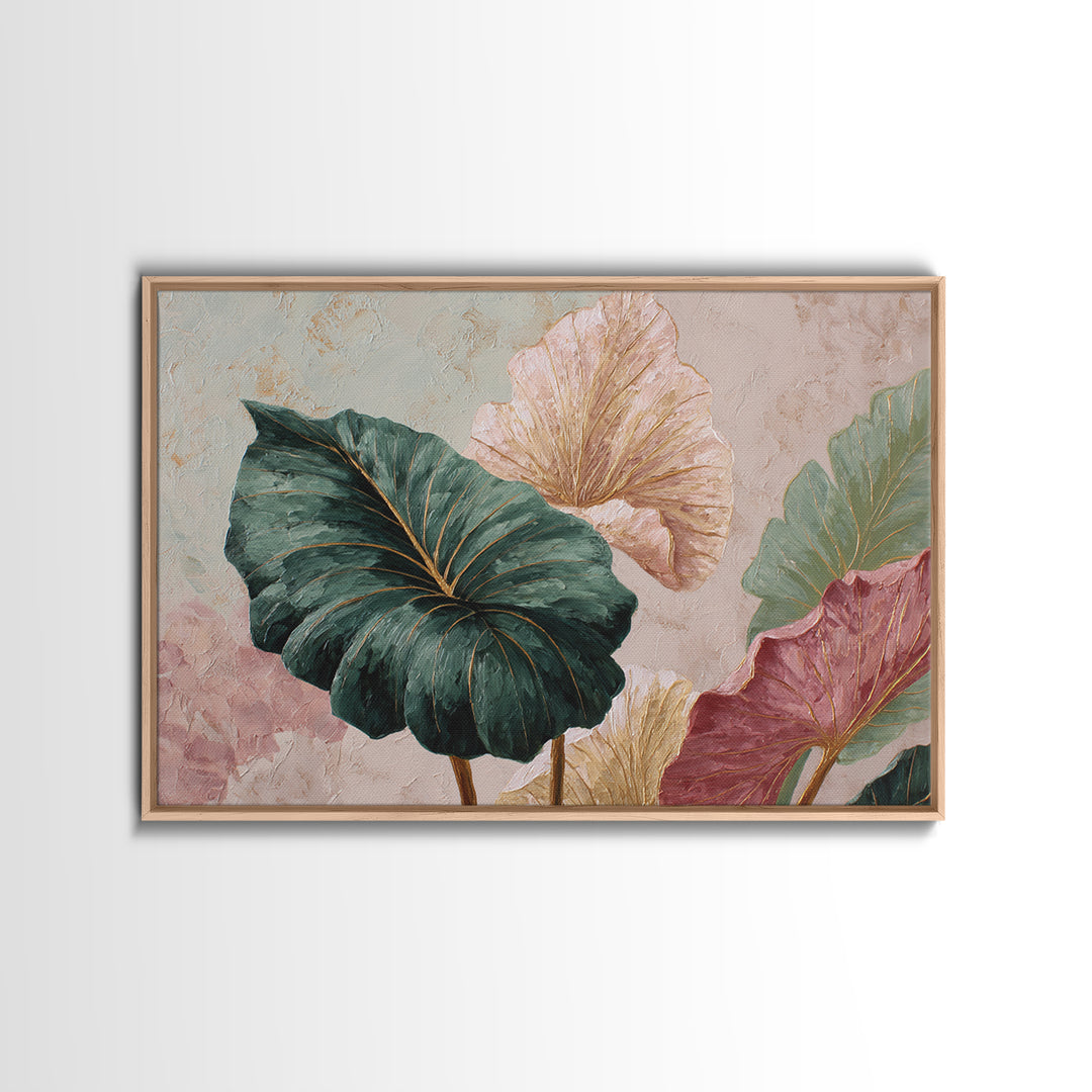Oversized Monstera Leaf Canvas Print, Botanical Art, Whimsical Decor, Living Room Decor, Oil Painting, Botanic, BOT-3x2-54