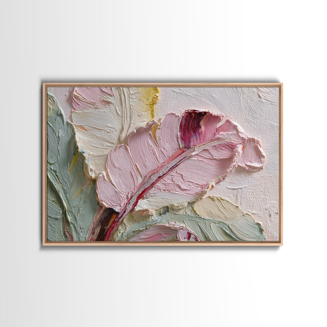 Tropical Banana Leaf Painted Framed Canvas Print, Botanical Art, Textured Painting, Living Room Decor, Fine Art, Botanic, BOT-3x2-60
