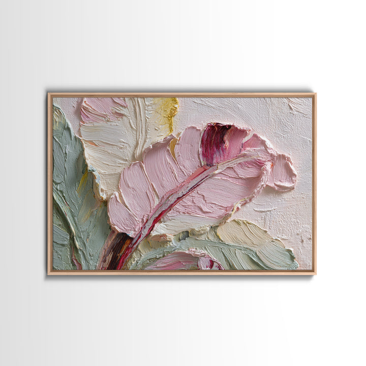 Tropical Banana Leaf Painted Framed Canvas Print, Botanical Art, Textured Painting, Living Room Decor, Fine Art, Botanic, BOT-3x2-60