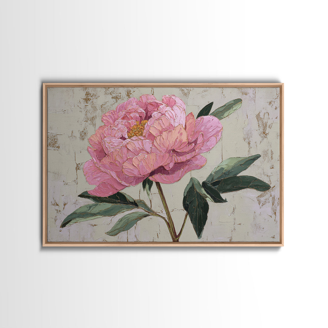 Peony Bloom with Layered Romantic Petals Canvas Print, Botanical Art, Digital Print, Living Room Decor, Watercolor Art, Botanic, BOT-3x2-62