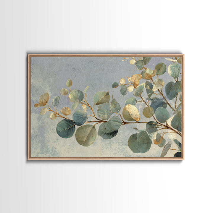 Eucalyptus Stems in Soft Sage Tones Framed Canvas Print, Botanical Art, Poster, Living Room Decor, Fine Art, Botanic, BOT-3x2-87
