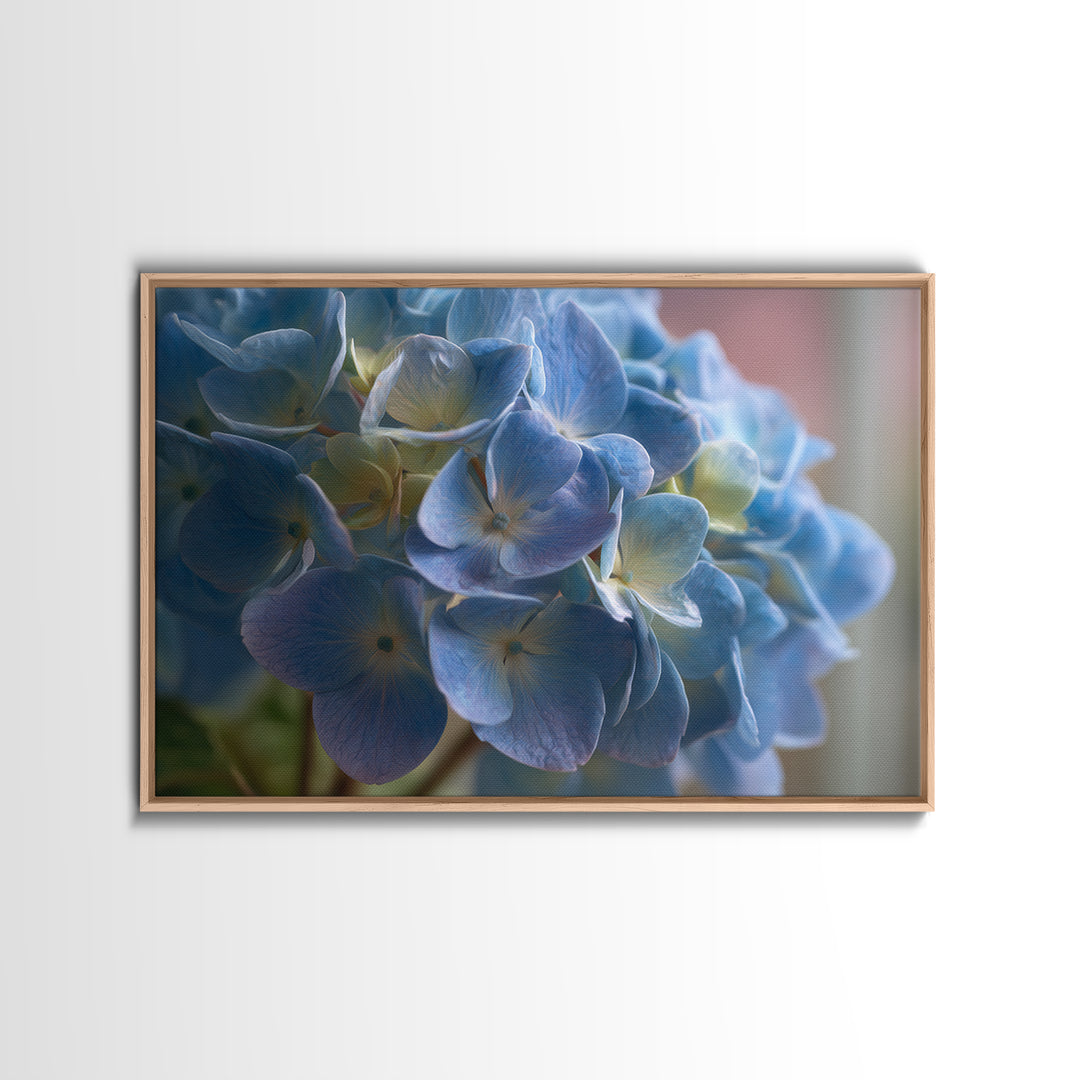 Blue Hydrangea Cluster Canvas Print, Botanical Art, Modern Wall Art, Living Room Decor, Fine Art, Botanic, Textured Painting, BOT-3x2-94