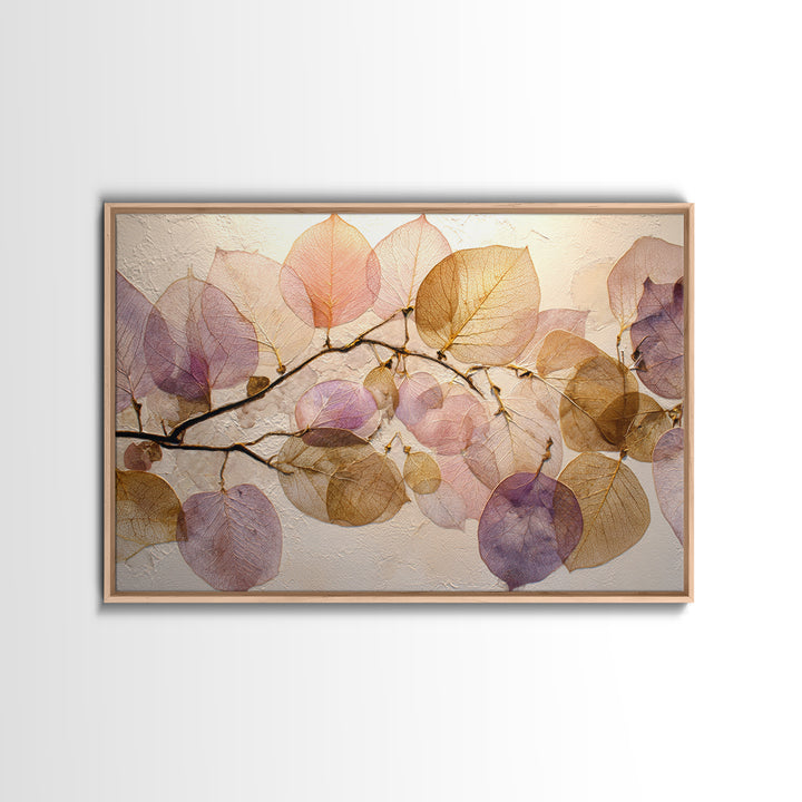 Autumn Leaves Specimen Collection Framed Canvas Print, Botanical Art, Print, Living Room Decor, Watercolor Art, Botanic, BOT-3x2-96