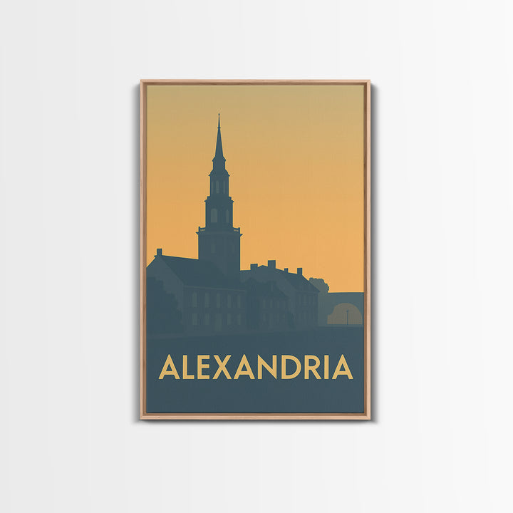 Alexandria Travel Poster, Canvas Print, Sunset Skyline Wall Art, Alexandria City Art, Travel Wall Decor, City Art Print, Home Office Decor