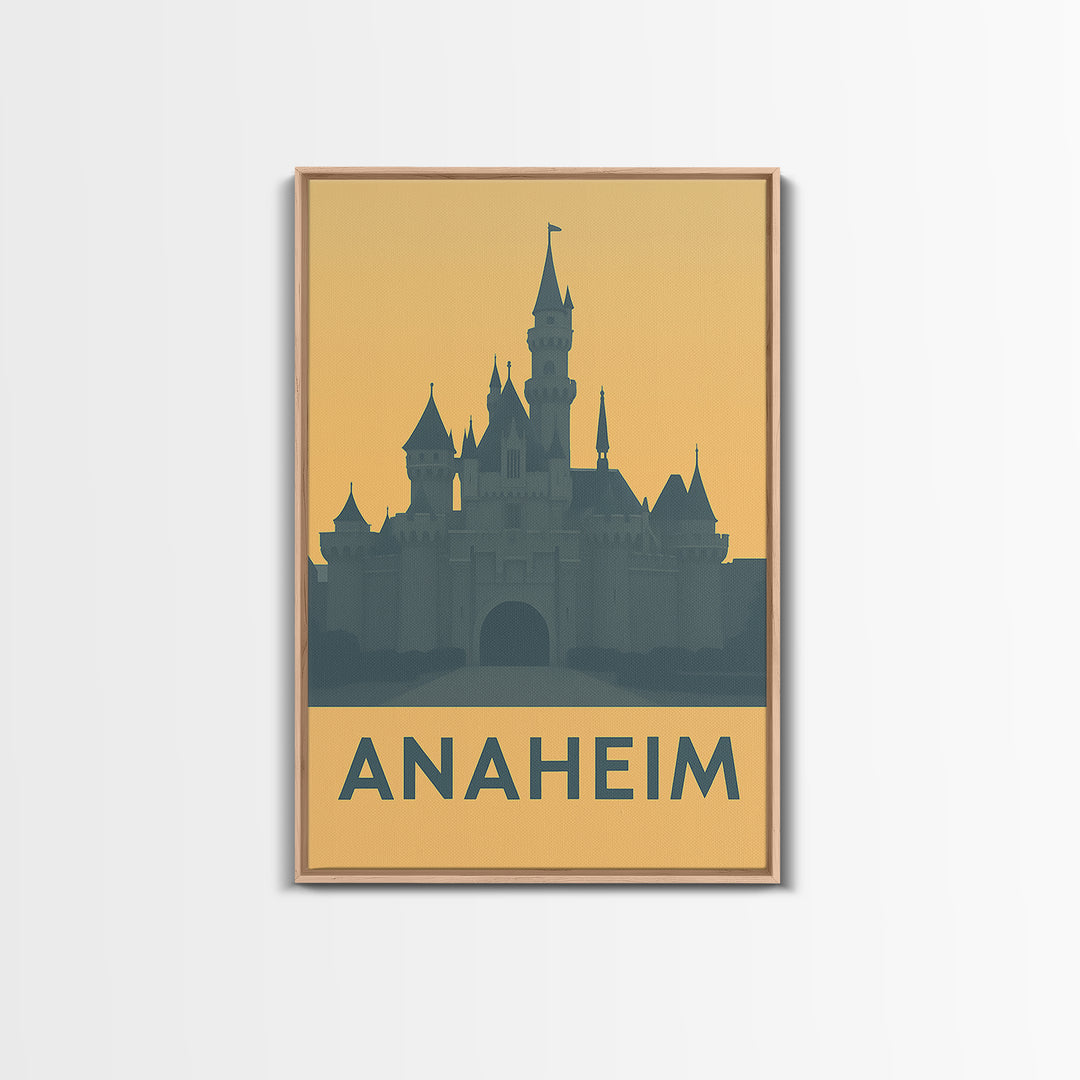 Anaheim Travel Poster, Framed Canvas Print, Mid Century Travel Art, Anaheim Art Print, Travel Art Print, City Illustration, Vintage Print
