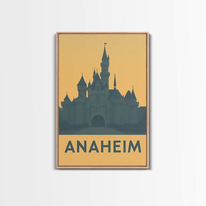 Anaheim Travel Poster, Framed Canvas Print, Mid Century Travel Art, Anaheim Art Print, Travel Art Print, City Illustration, Vintage Print