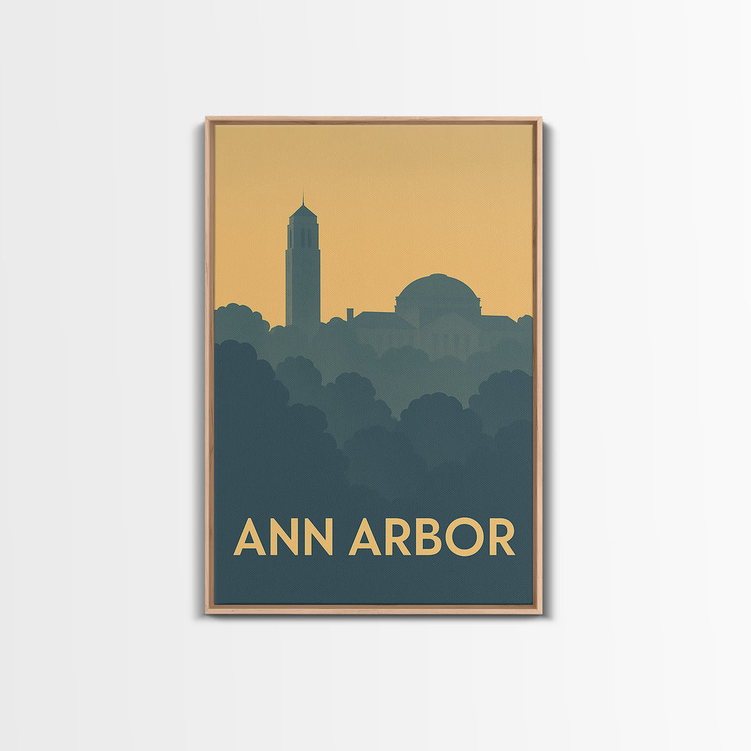 Ann Arbor Michigan Travel Poster, Canvas Print, Minimalist Retro Wall Art, Ann Arbor Travel Art, Travel Art Print, Living Room Wall Art