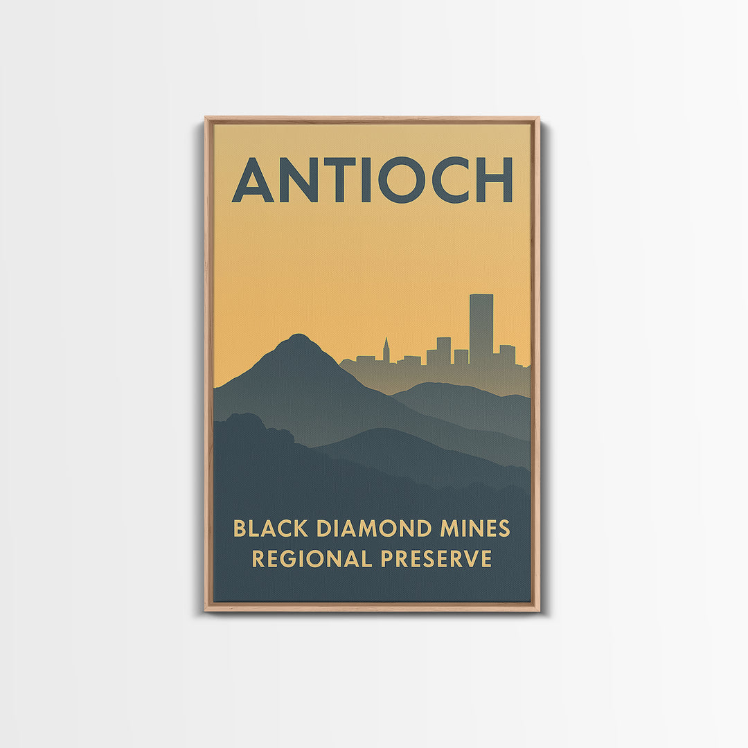 Antioch Travel Poster, Framed Canvas Print, Sunset Skyline Wall Art, Antioch City Art, Living Room Wall Art, Watercolor Skyline