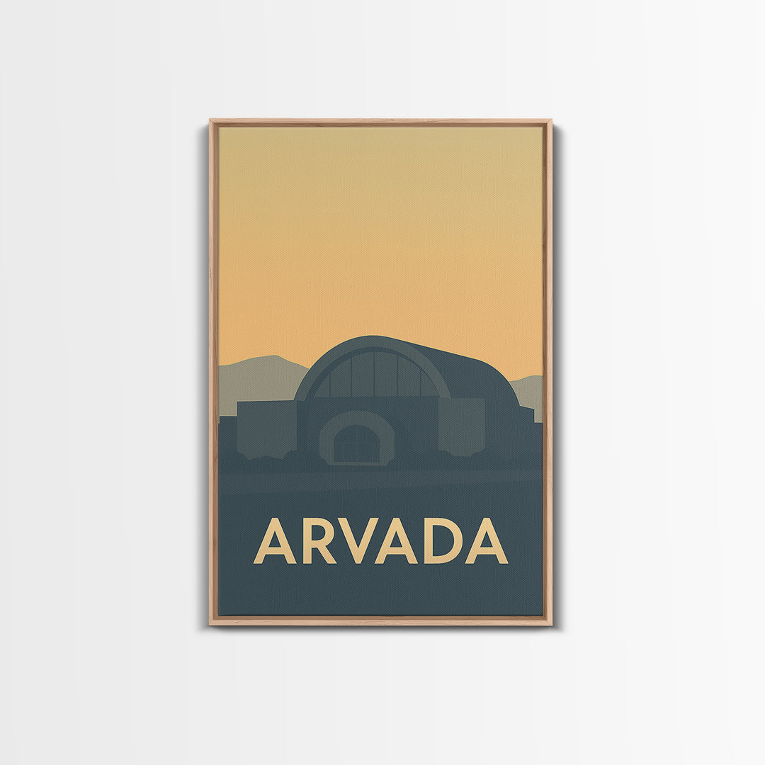 Arvada Colorado Travel Poster, Framed Canvas Print, Mid Century Travel Art, Arvada City Art, Mid Century Wall Art, Eclectic Wall Decor