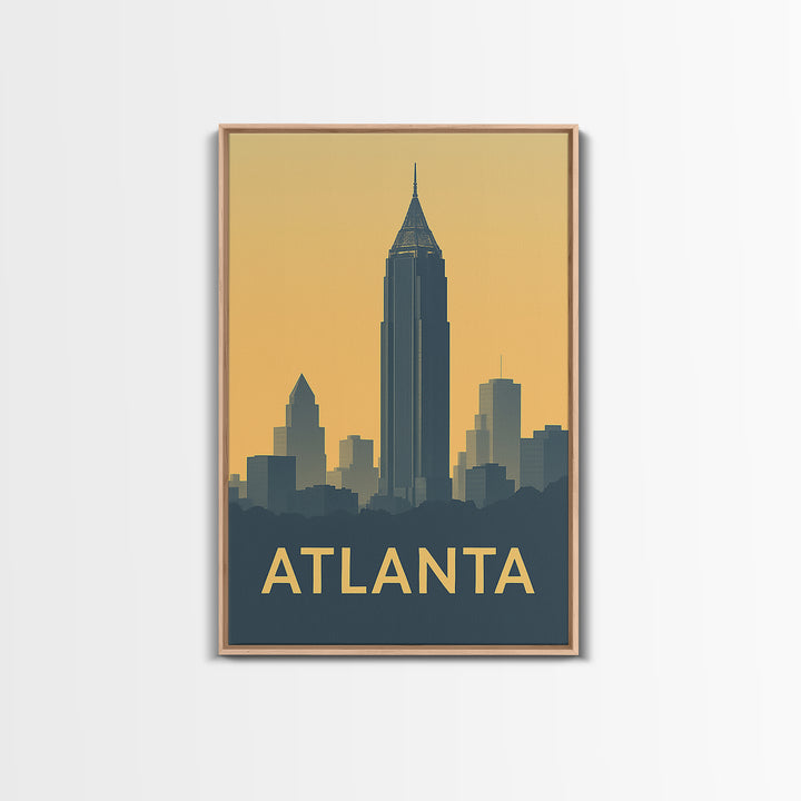 Atlanta Georgia Travel Poster, Framed Canvas Print, Vintage City Poster Art, Atlanta Art Print, Mid Century Wall Art, Vintage Travel Art
