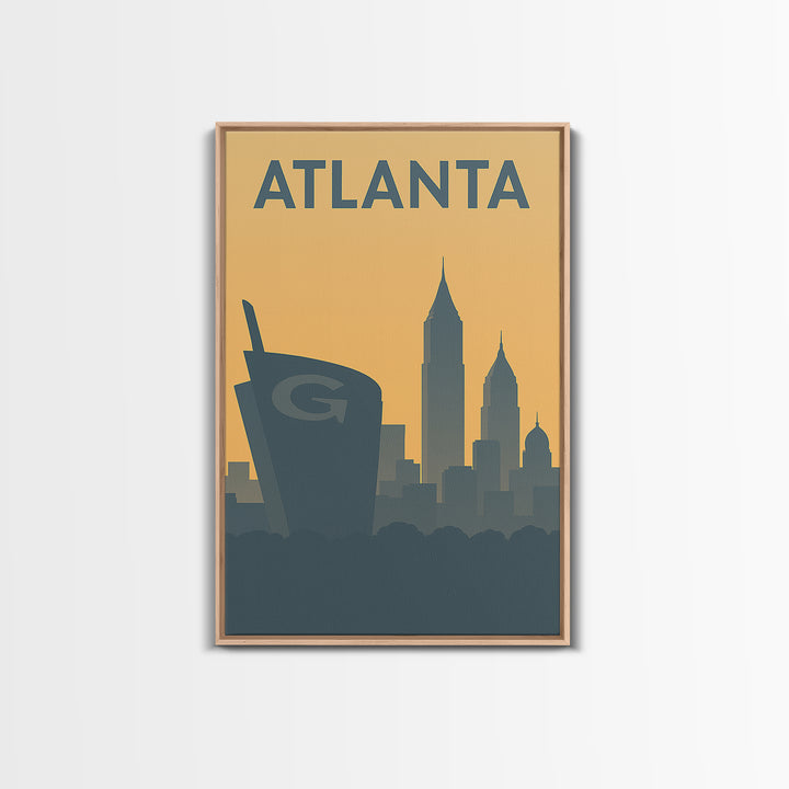 Atlanta Travel Poster, Canvas Print, Minimalist Retro Wall Art, Atlanta City Art, Retro Travel Print, Travel Wall Decor, Wanderlust Decor