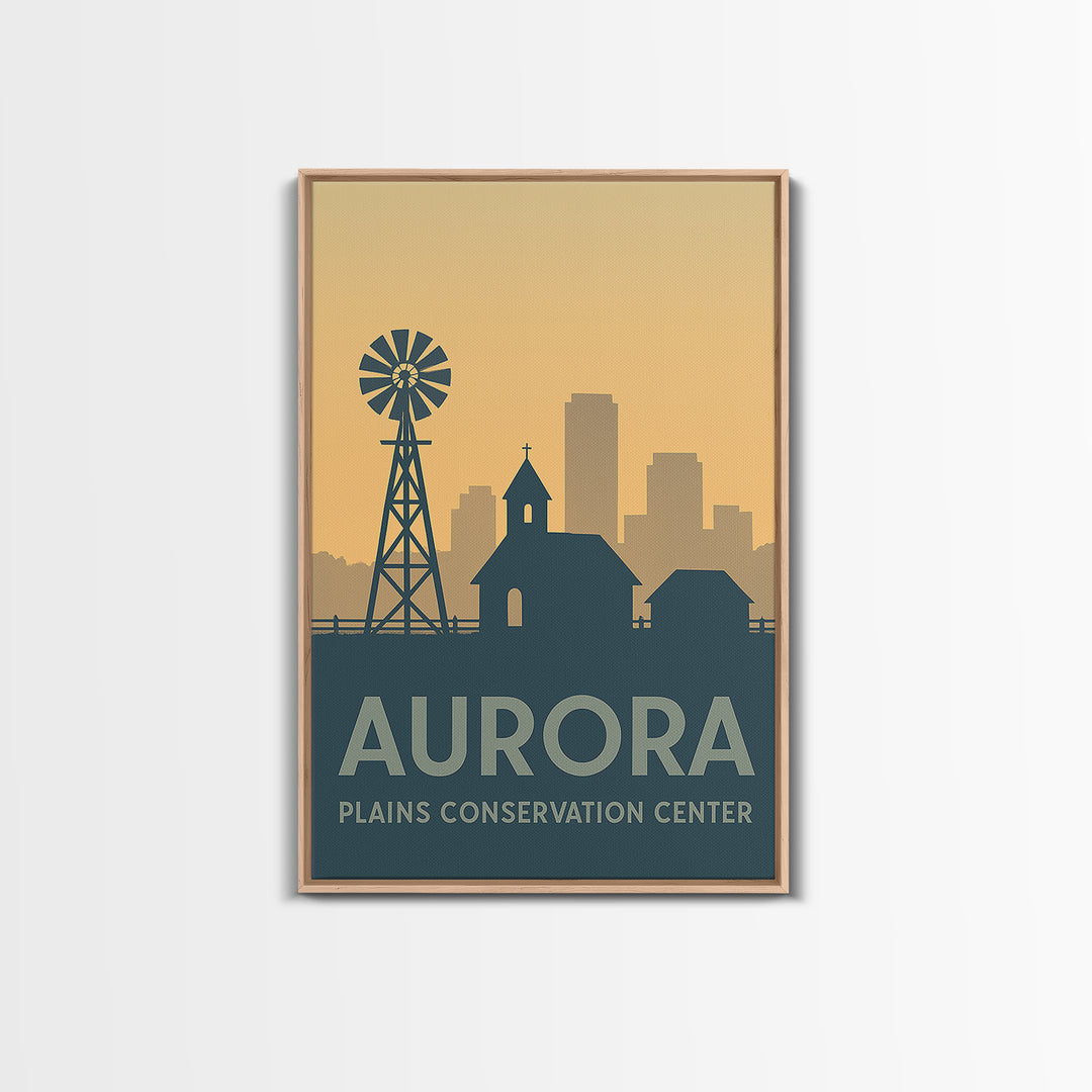Aurora Travel Poster, Framed Canvas Print, Minimalist Retro Wall Art, Aurora Travel Art, Living Room Wall Art, Eclectic Wall Decor