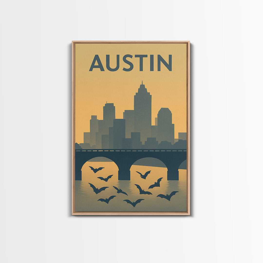 Austin Texas Travel Poster, Canvas Print, Mid Century Travel Art, Austin Travel Art, Eclectic Wall Decor, Gift For Travelers, Wall Art