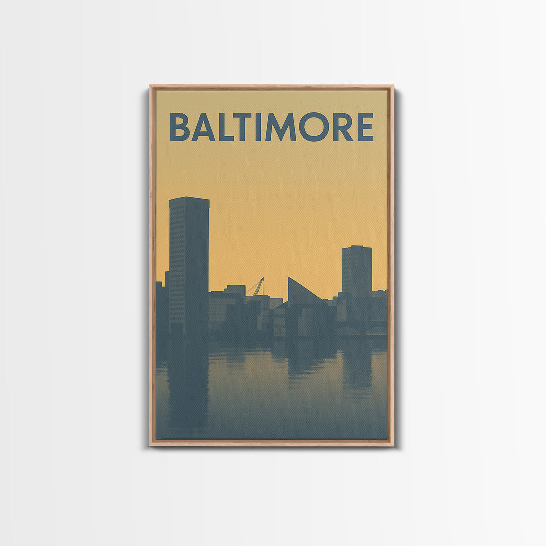 Baltimore Travel Poster, Canvas Print, Sunset Skyline Wall Art, Baltimore Travel Art, Fine Art Print, Vintage Travel Art, City Art Print