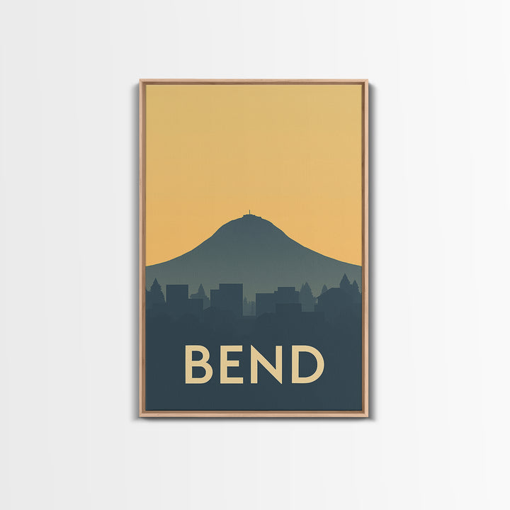 Bend Travel Poster, Framed Canvas Print, Vintage City Poster Art, Bend City Art, Retro Travel Print, City Art Print, Vintage City Art