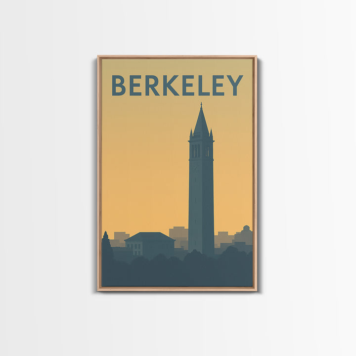 Berkeley California Travel Poster, Canvas Print, Sunset Skyline Wall Art, Berkeley Print, Travel Wall Art, Wall Decor, Travel Art Print