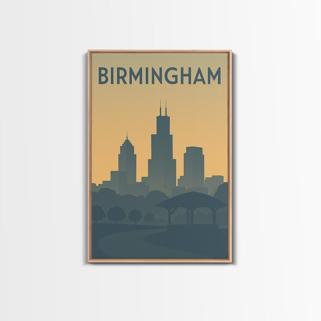 Birmingham Alabama Travel Poster, Canvas Print, Mid Century Travel Art, Birmingham Poster Print, Retro Travel Print, Travel Wall Art