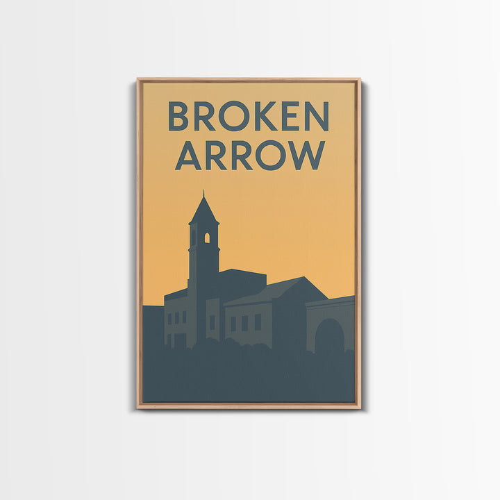 Broken Arrow Oklahoma Travel Poster, Canvas Print, Minimalist Retro Wall Art, Broken Arrow Art Print, Travel Poster Set, Vintage City Art