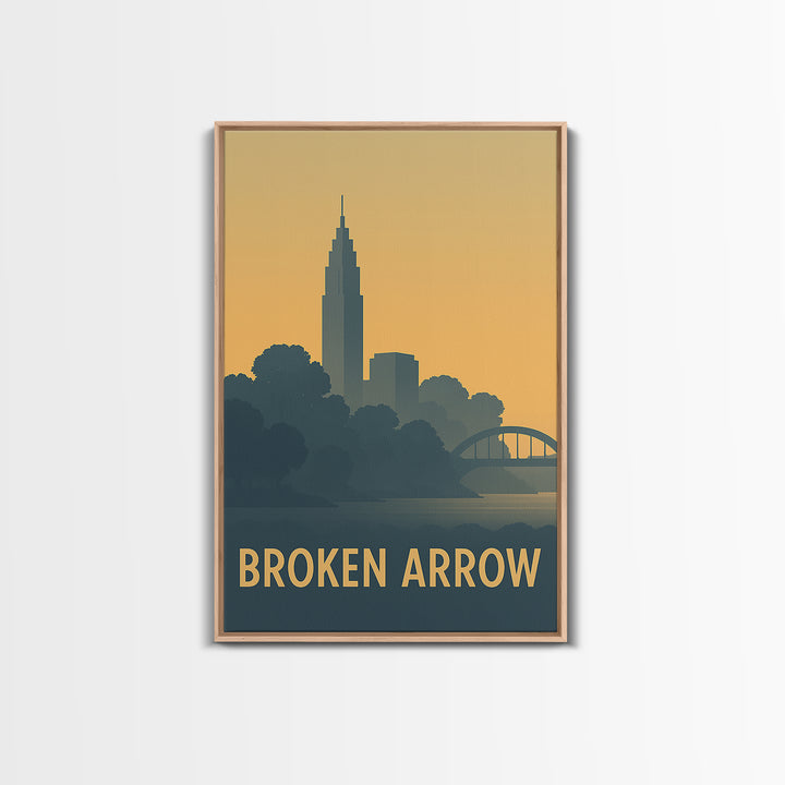 Broken Arrow Travel Poster, Canvas Print, Sunset Skyline Wall Art, Broken Arrow Poster Print, Eclectic Wall Decor, Retro Travel Print