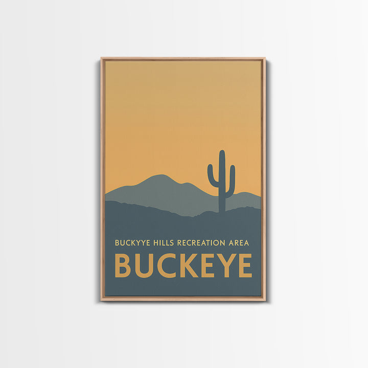 Buckeye Arizona Travel Poster, Framed Canvas Print, Mid Century Travel Art, Buckeye Art Print, Modern Wall Decor, Retro Travel Print