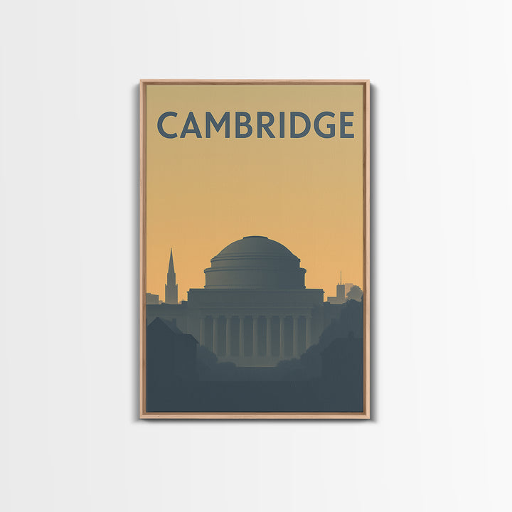 Cambridge Travel Poster, Framed Canvas Print, Minimalist Retro Wall Art, Cambridge Wall Art, Modern Wall Decor, Fine Art Print