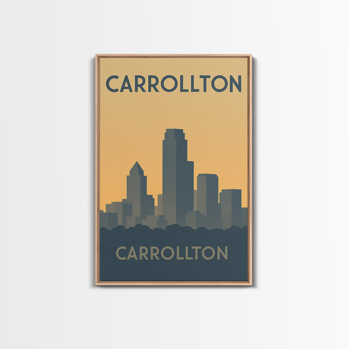 Carrollton Travel Poster, Canvas Print, Minimalist Retro Wall Art, Carrollton City Art, Living Room Wall Art, Vintage City Art