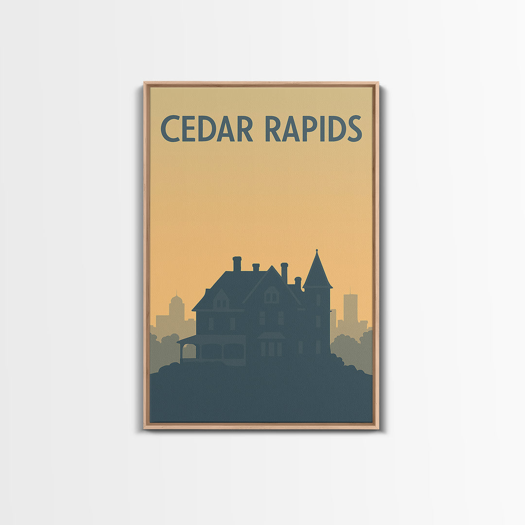 Cedar Rapids Iowa Travel Poster, Canvas Print, Minimalist Retro Wall Art, Cedar Rapids Art Print, Modern Wall Decor, Travel Poster Art