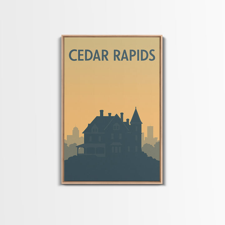 Cedar Rapids Iowa Travel Poster, Canvas Print, Minimalist Retro Wall Art, Cedar Rapids Art Print, Modern Wall Decor, Travel Poster Art